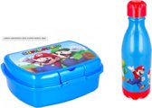 Mario brooddoos + drinkfles - waterfles - Plastic - 560 ml - 23 cm hoog
