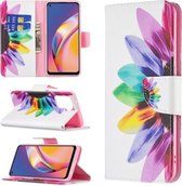 Voor OPPO A94 4G/Reno5 F/F19 Pro Gekleurd Tekenpatroon Horizontale Flip Lederen Case met Houder & Kaartsleuven & Portemonnee (Sun Flower)