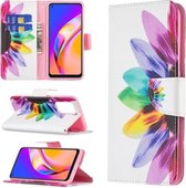 Voor OPPO A94 5G/Reno5 Z 5G/F19 Pro+ Gekleurd Tekenpatroon Horizontale Flip Lederen Case met Houder & Kaartsleuven & Portemonnee (Sun Flower)