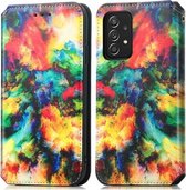 Voor Samsung Galaxy A52 5G Kleurrijke Magnetische Horizontale Flip PU Lederen Case met Houder & Kaartsleuf & Portemonnee (Kleurrijke Cloud)