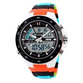 SKMEI 1016 Multifunctioneel Heren Buitensporten Camouflage Nachtlichtend Waterdicht Dubbel Digitaal Horloge (Oranje)