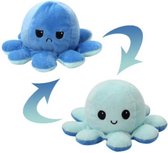 S.E. Productions ® Octopus Mood Knuffel Omkeerbaar - Premium Kwaliteit- Licht Blauw / Donker Blauw