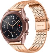 Stalen Smartwatch bandje - Geschikt voor  Samsung Galaxy Watch 3 41mm roestvrij stalen band - rosé goud - Strap-it Horlogeband / Polsband / Armband