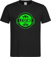 Zwart T-Shirt met “ Legend sinds 1996 “ print Neon Groen Size XL
