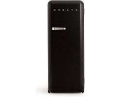 CREATE - Koelkast in retrostijl - Zwart - Handvat Zilver - FRIDGE RETRO 281L