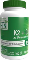Health Thru Nutrition Vitamine K2 + D3 - K2 (100 mcg as Menaquinone 7) + D3 (1000iu) -  60 Vegicaps