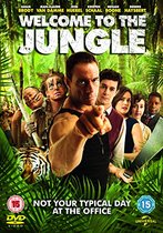 DVD hoes met Jean-Claude Van Damme die naar je wijst, omringd door andere personages en een tijger.