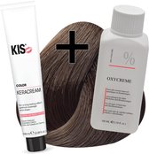 KIS haarverfset - 6N Donkerblond  - haarverf & waterstofperoxide