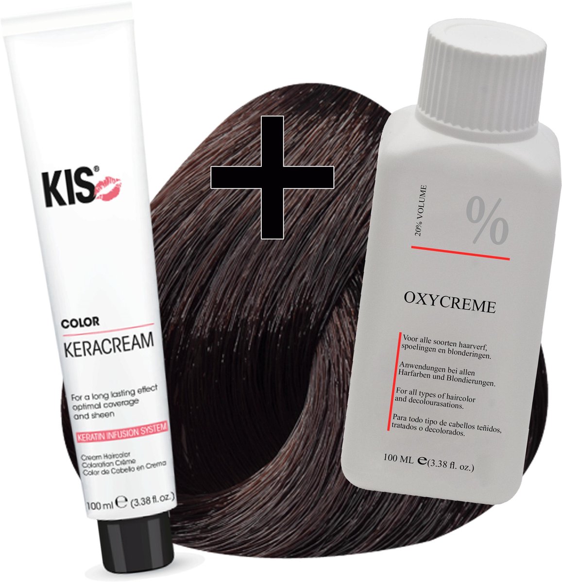 KIS haarverfset - 4CB Middel chocolade bruin - haarverf & waterstofperoxide