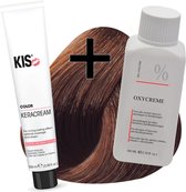 KIS haarverfset - 7RT Middel rood tabak  - haarverf & waterstofperoxide