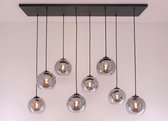 EEF hanglamp - 8xE27 - smoke rookglas Ø 20cm - 8 bollen
