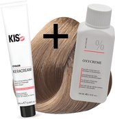 Set de teinture pour cheveux LARGE - 9K Cuivre extra clair | KIS - (3 x teinture pour les cheveux et 1L de peroxyde d'hydrogène) - NL Haarverf set LARGE - 9K Extra licht koper | KIS - (3 x haarverf & 1L watersofperoxide)