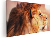 Artaza Canvas Schilderij Leeuw - Leeuwenkop - Tijdens Zonsopkomst - 120x60 - Groot - Foto Op Canvas - Canvas Print