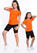 Sportkleding Set / Gympak - T-Shirt en Korte Broek - 134/140 - Meisjes Oranje