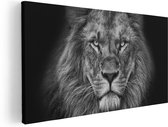 Artaza Canvas Schilderij Leeuw - Leeuwenkop - Zwart Wit - 100x50 - Groot - Foto Op Canvas - Canvas Print