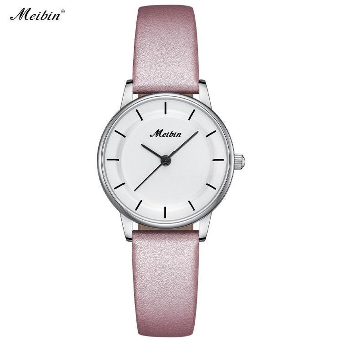 Longbo - Meibin - Dames Horloge - Licht Roze/Zilver/Wit - 25mm