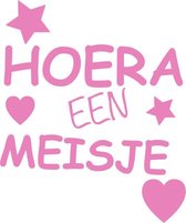 Hoera Een Meisje - Raamsticker - Geboortesticker - Rose