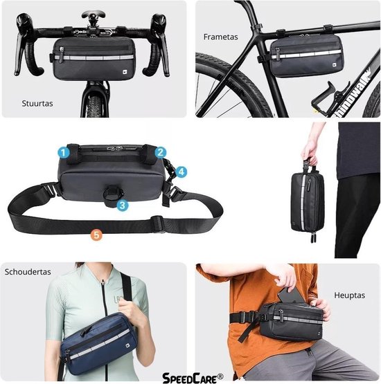 Stuurtas Met Telefoonhouder Fiets 3 Liter Zwart Tas