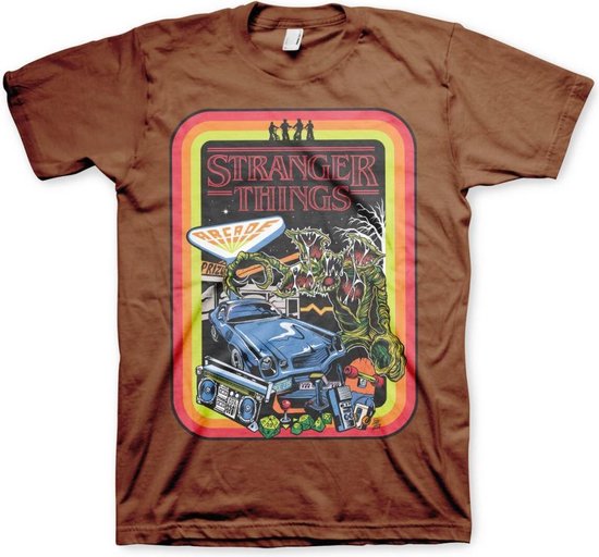 Stranger Things Heren Tshirt -S- Retro Poster Bruin