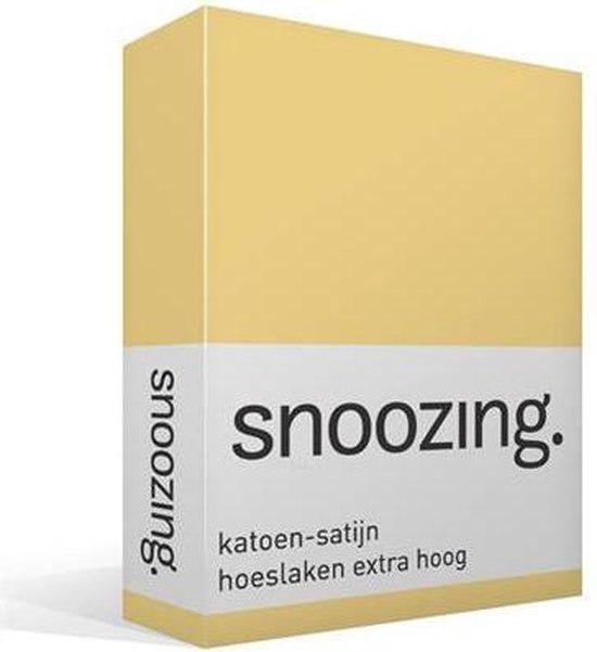 Snoozing - Katoen-satijn - Hoeslaken - Lits-jumeaux - Extra Hoog - 160x210 cm - Geel