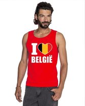 Rood I love Belgie supporter singlet shirt/ tanktop heren - Belgisch shirt heren M