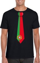 Zwart t-shirt met Portugal vlag stropdas heren XL