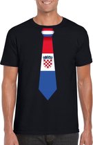 Zwart t-shirt met Kroatie vlag stropdas heren S