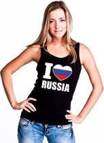 Zwart I love Rusland fan singlet shirt/ tanktop dames S