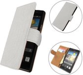 TCC Luxe Hoesje Huawei Ascend Y330 Book Case Flip Cover -Wit Croco