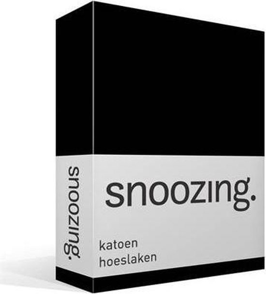 Snoozing - Katoen - Hoeslaken - Lits-jumeaux - 180x210 cm - Zwart