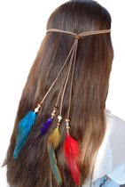 Jessidress Hoofdband Ibiza Style Haarband met gekleurde veren - Fushia