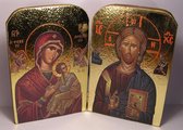 Tweeluik: Grieks Orthodoxe Tweeluik Madonna with Child & Jezus Christus Pantocrator B19xH14cm