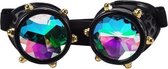 Steampunk goggles kaleidoscope bril - zwart studs - spacebril festival