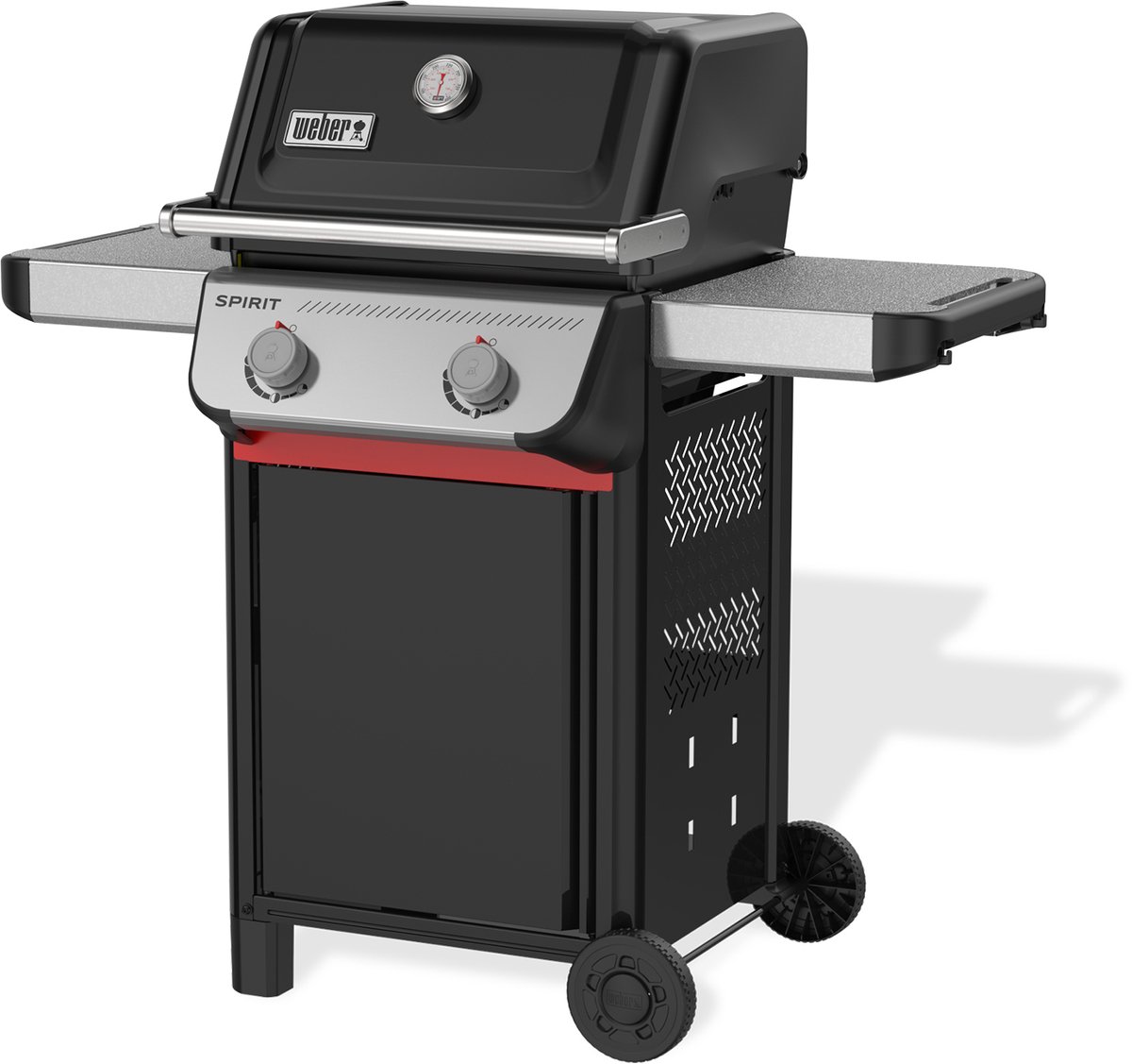 Weber Spirit E-210 - Gasbarbecue - Zwart - 2 Branders met 7,8 kW vermogen - Porselein geëmailleerde gietijzeren grillrooster - 2 Zijtafels - 2 Duurzame wielen - Kast met deur – foto 7