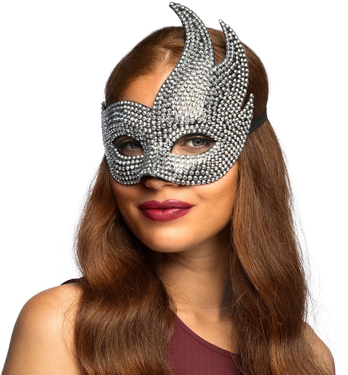Boland - Masker Rhinestone diva Zilver - Volwassenen - Showgirl - Glitter & Glamour - Sexy - Gemaskerd bal