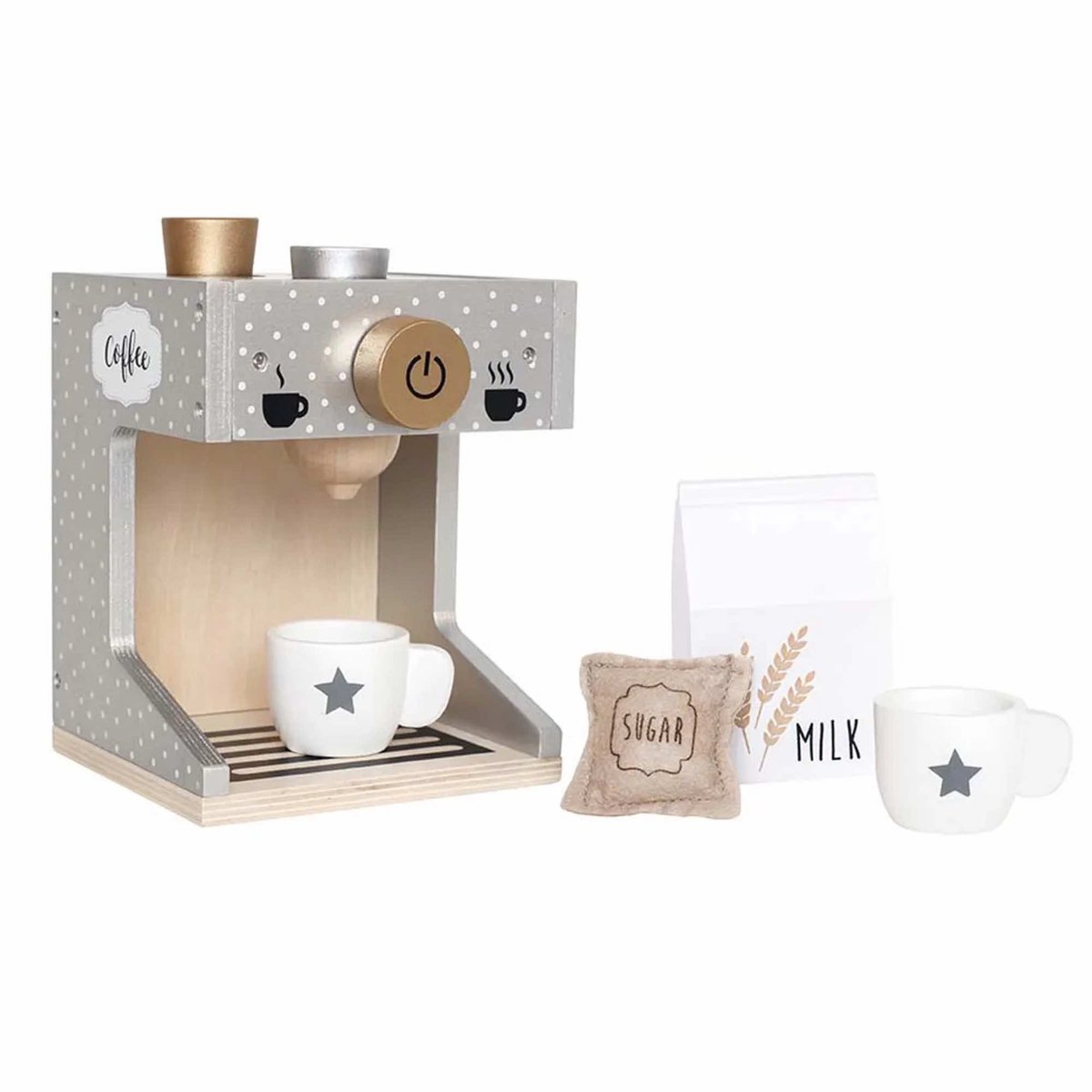 Jabadabado - Houten koffiemachine voor kinderen - Grijs