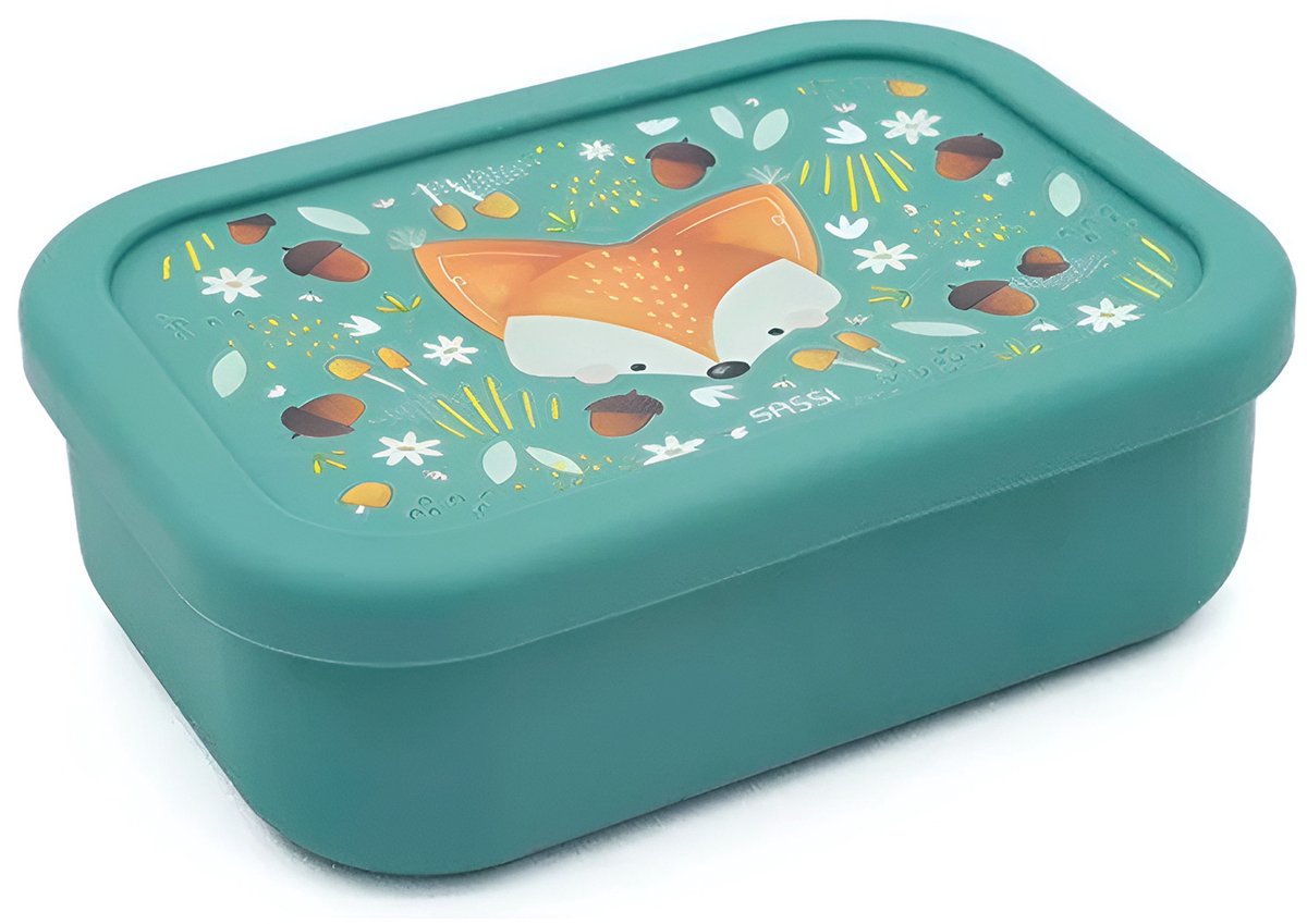 Sassi Junior - Siliconen lunchbox voor kinderen - Pauwgroen
