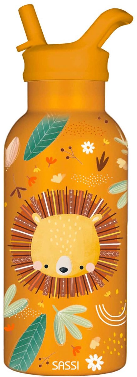 Sassi Junior - Isotherme rvs kinderfles (350 ml) - dieren - Oranje