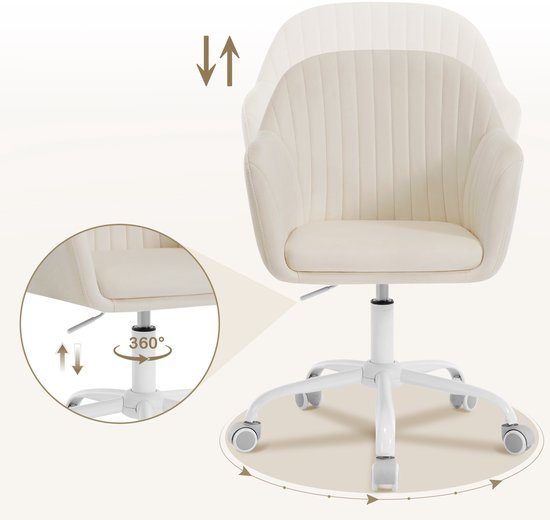 WOLTU Bureaustoel – Ergonomisch, Hoogteverstelbaar, Fluweel, Roze – Met Wielen, 360° Draaibaar, Max. 150 Kg, Voor Thuis & Kantoor