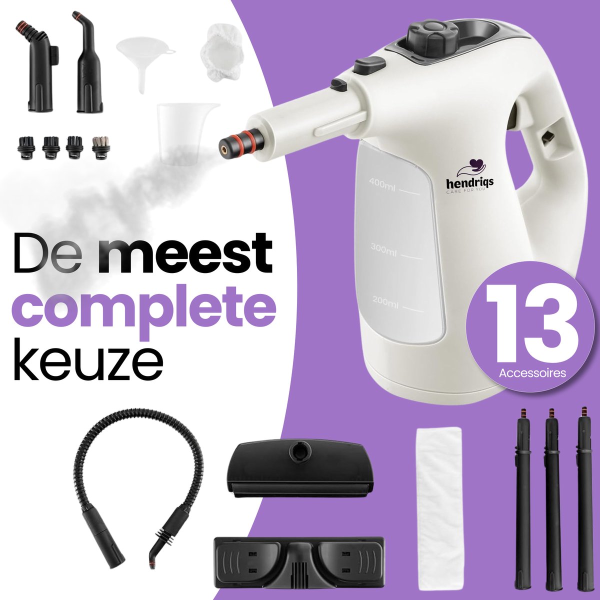Hendriqs 2-in-1 Stoomreiniger 1500W 105°C voor Vloeren & Ramen thumbnail 6