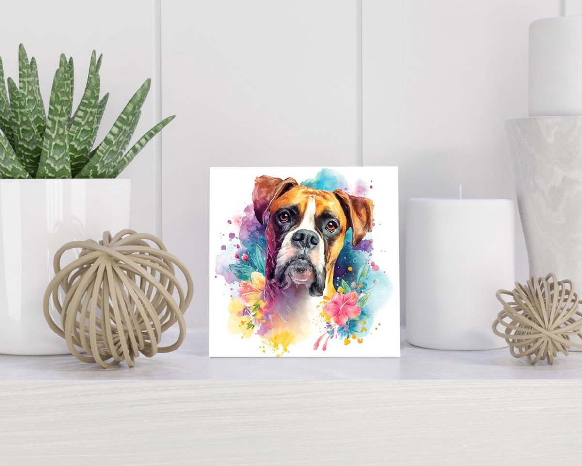 Tegel 15x15 cm met Boxer cadeau decoratie | tegeltjes met tekst | tegeltjes met spreuken | collega | oma | opa | pensioen | mama | papa | vriend