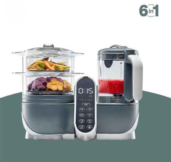 Florixa® Stoomkoker baby - Stomer en Blender - 6-in-1 Multifunctionele Baby Cooker - Grijs - 40cm x 25cm x 32cm van Merkloos — afbeelding 5
