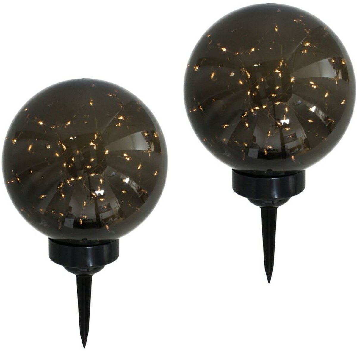 Solar Tuinlamp Bol - Set van 2 - 40 LED Warm Wit - Ø20 cm - Buitenverlichting