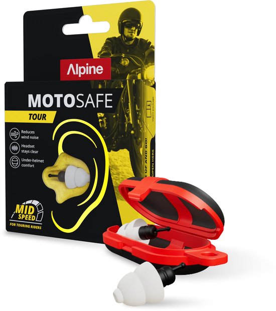 Alpine MotoSafe Tour 2026 - Motor oordoppen - Voorkomt gehoorschade tijdens het motorrijden - 17dB - Oordopjes tegen windruis - Premium Gehoorbescherming - Zwart - 1 paar