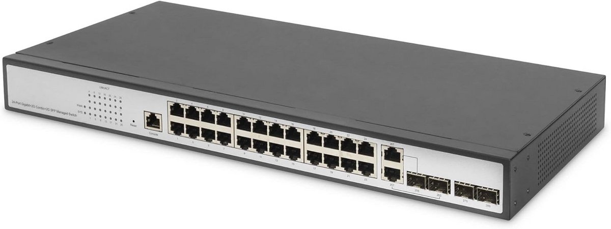 Managed Gigabit Ethernet Switch 24 Poorten met SFP Uplink voor 19 inch Rackmontage