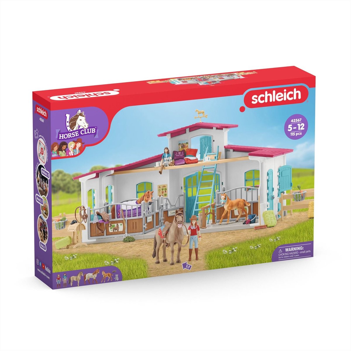 schleich HORSE CLUB - Manege - Kinderspeelgoed - Paarden Speelgoed - Paardenstal, 3 Paarden en 2 Speelfiguren - 115 onderdelen — afbeelding 12