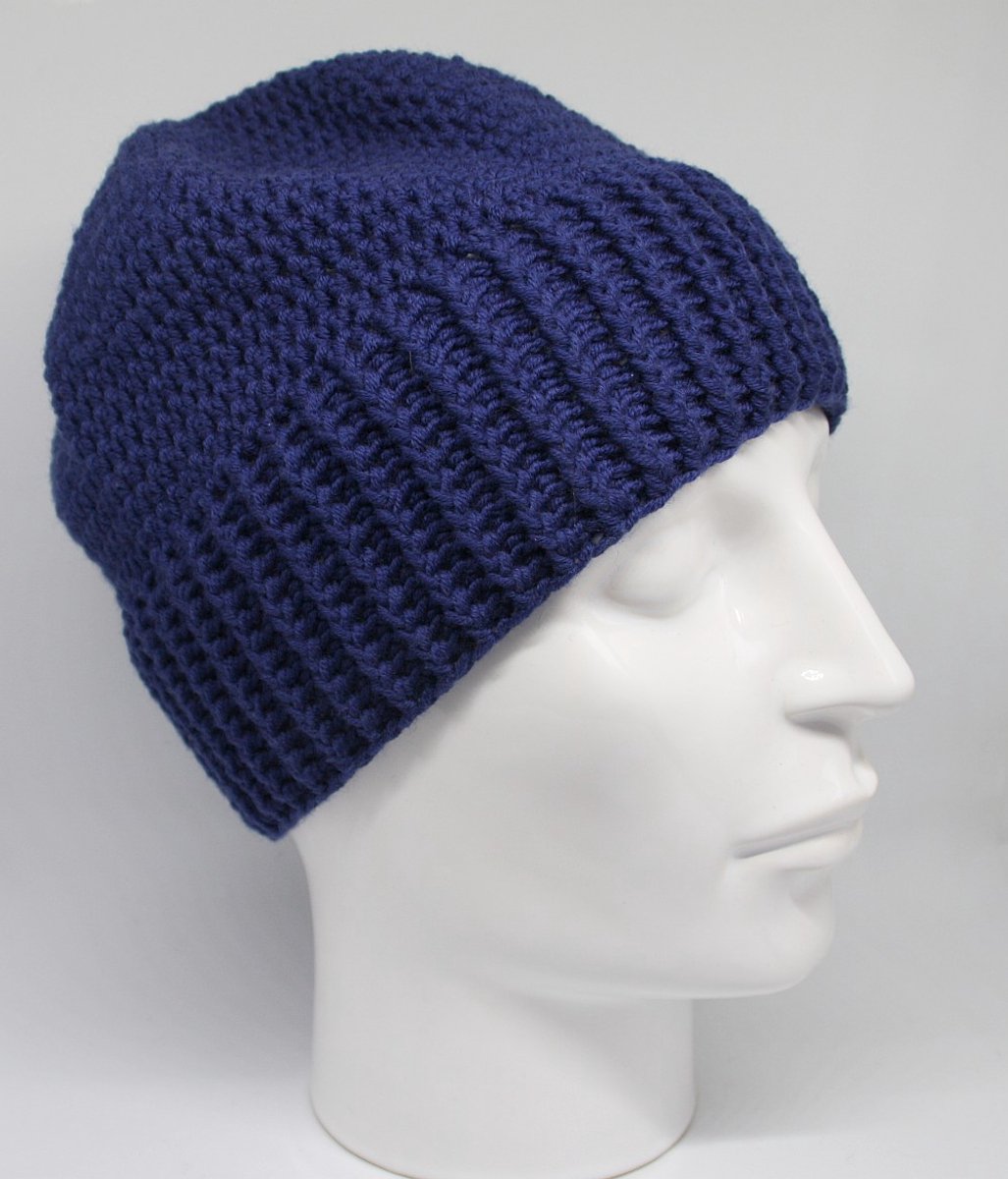 Gehaakte Merinowollen Muts Donkerblauw 58 cm