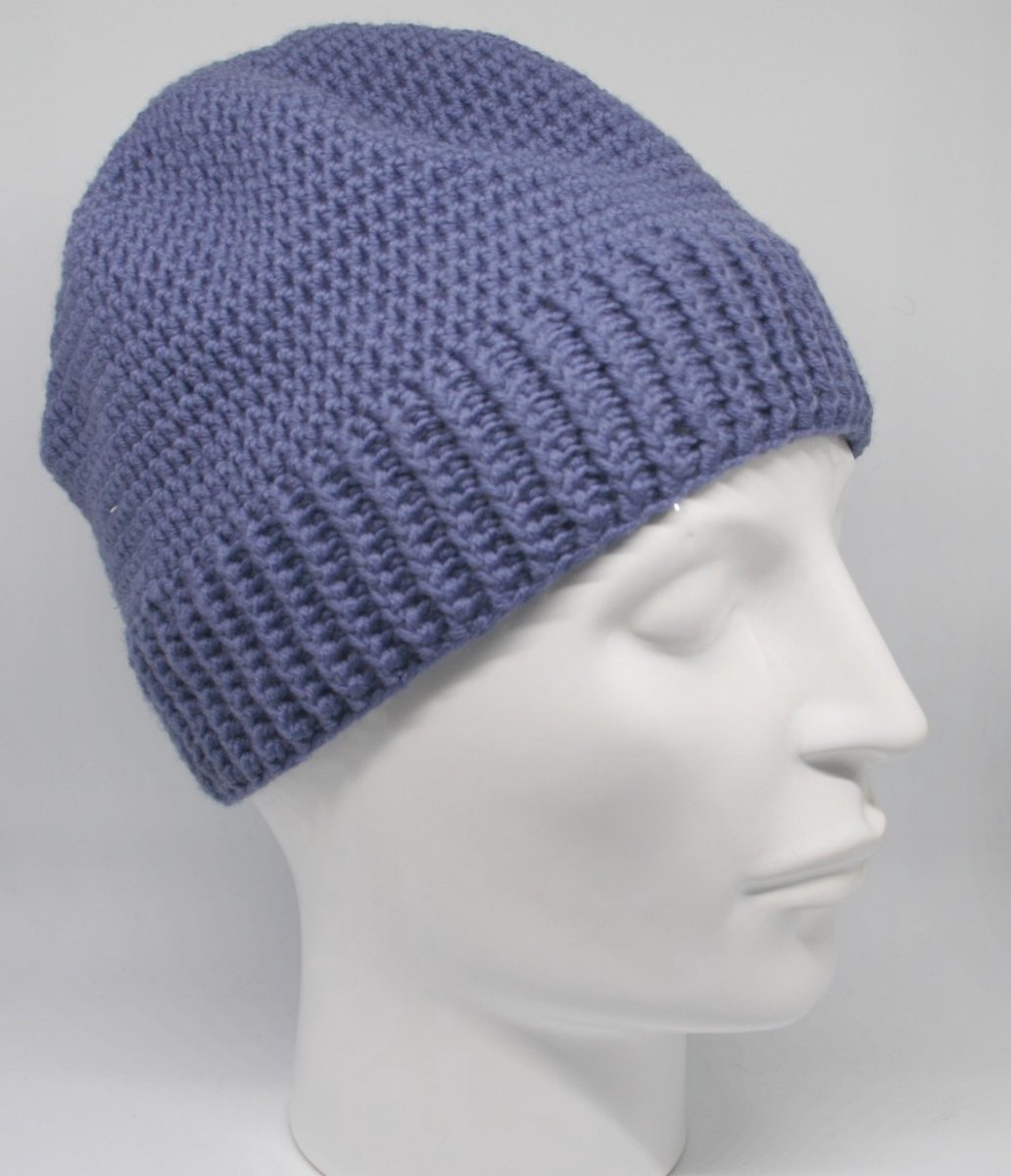 Gehaakte Merinowollen Muts Denimblauw 58 cm