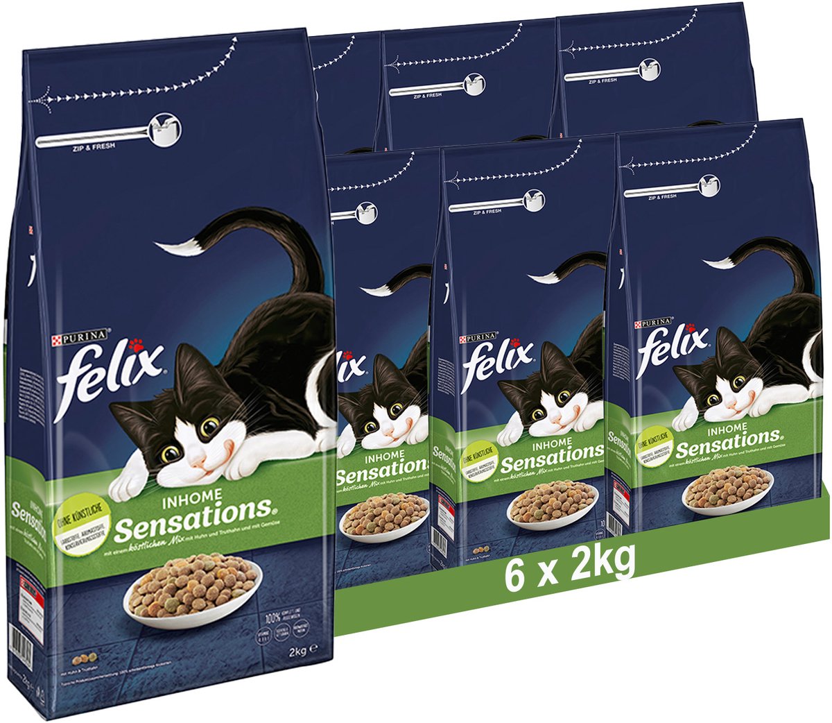 Felix FELIX Inhome Sensations droogvoer voor huiskatten met kip & groenten (6 x 2kg)