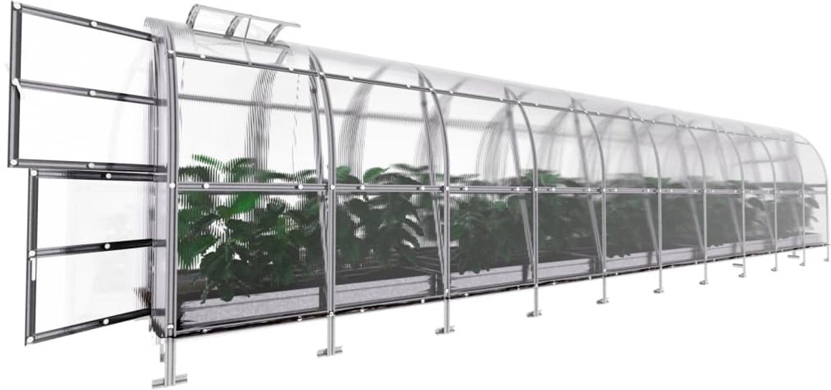 Klasika Polycarbonaat tuinkas 2x10m 20m² + automatisch dakraam Slim